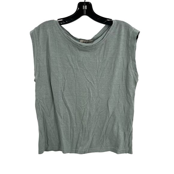 Blue Deep Small Boxy Tee Blue Linen Cotton Blend - Picture 1 of 5